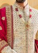 Art Silk Lucknowi Work Anrakali Style Sherwani